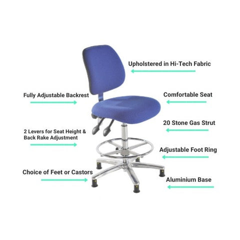 Anti Static Lab Chair - ESD - High Seat- Fabric Seat - 201