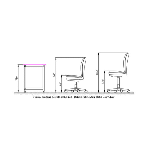 ESD Anti Static Chair - Low Level Fabric Seat - 202
