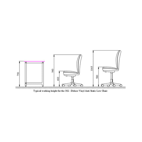 ESD Anti Static Chair - Low Level Vinyl Seat - 302