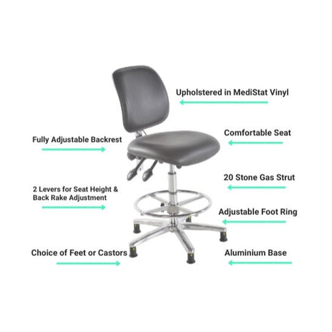 ESD Vinyl Chair - 301 Anti Static - High Seat