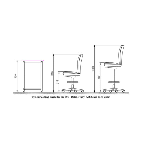 ESD Vinyl Chair - 301 Anti Static - High Seat