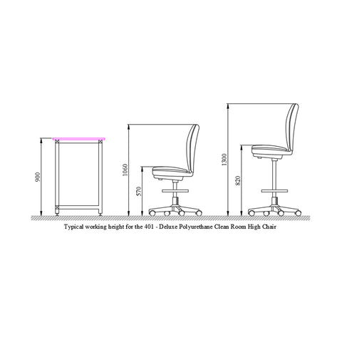 High Clean Room Chair - Deluxe Polyurethane - 401
