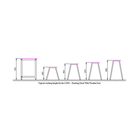 LS001 Laboratory Stacking Stool with Wooden Seat