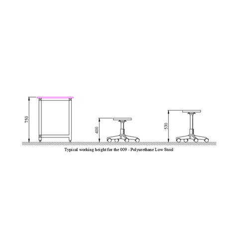 Laboratory Stool - Low - Polyurethane Seat - 009