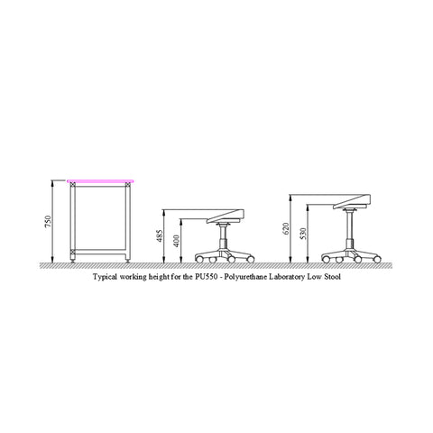 Low Lab Stool with PU Seat - PU550