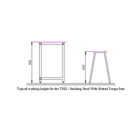TSS2 Lab Stacking Stool with Slotted Trespa Seat - CONTACT OFFICE FOR COST