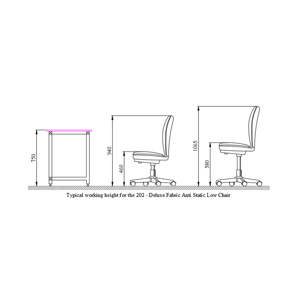 ESD Chair - Low Level Fabric Seat - 202