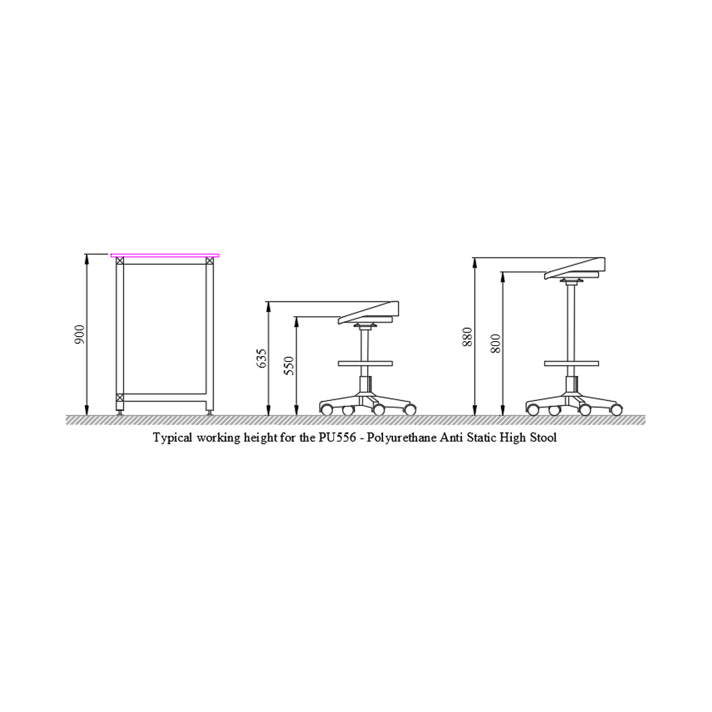 ESD Anti Static High Lab Stool with PU Seat - PU556