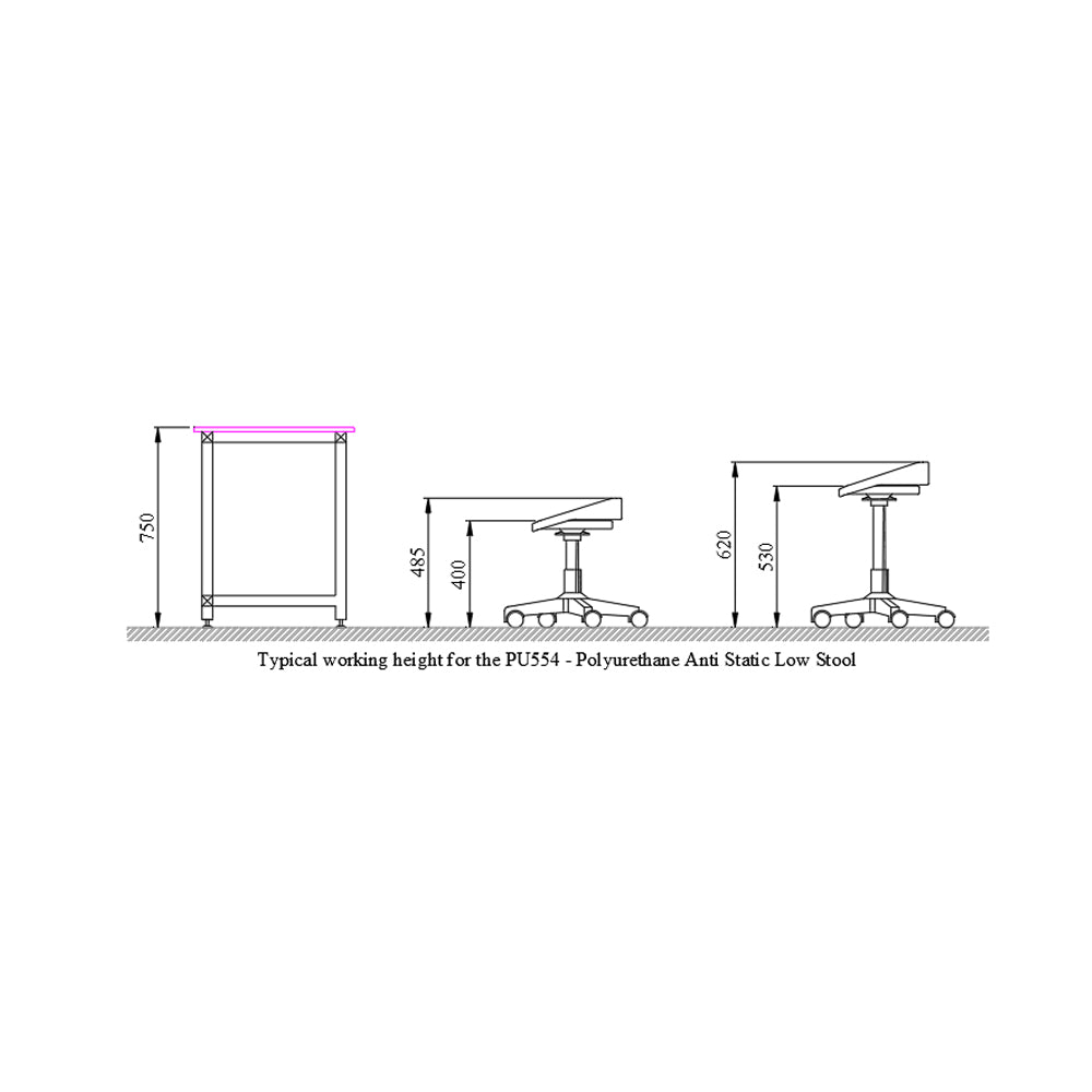 ESD Low Stool with PU Seat - PU554