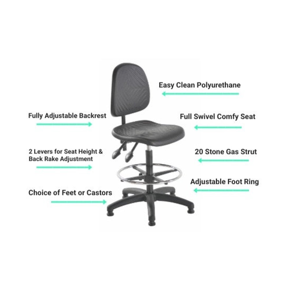 Deluxe Lab Chair - High Level Polyurethane Seat - 001