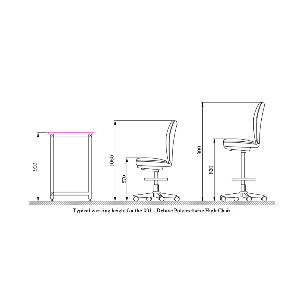 Deluxe Lab Chair - High Level Polyurethane Seat - 001