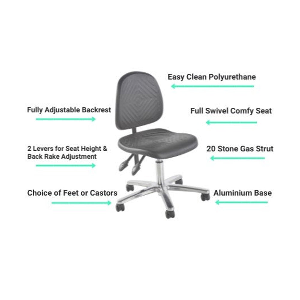 Deluxe Clean Room Chair - Low Level Polyurethane Seat - 402