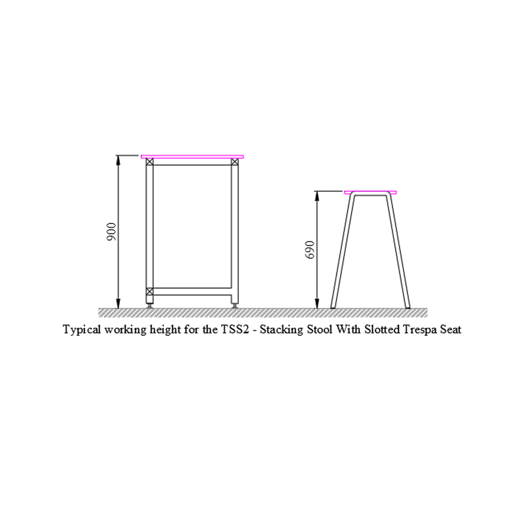 TSS2 Lab Stacking Stool with Slotted Trespa Seat - CONTACT OFFICE FOR COST